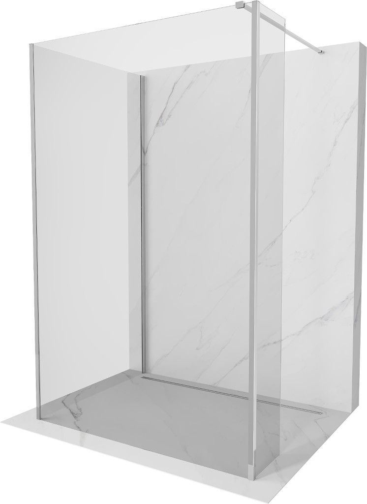 Levně MEXEN/S Kioto Sprchová zástěna WALK-IN 110 x 80 x 40, transparent, chrom 800-110-080-221-01-00-040