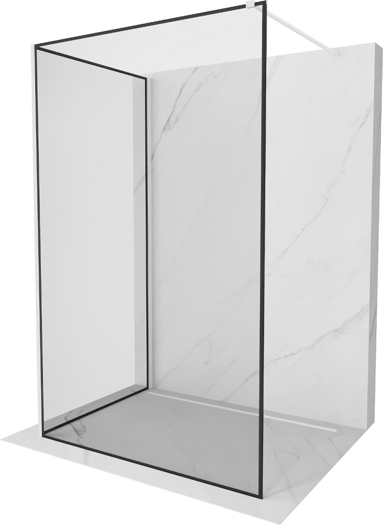 MEXEN/S Kioto Sprchová zástěna WALK-IN 110 x 70 cm, černý vzor, bílá 800-110-212-20-70-070