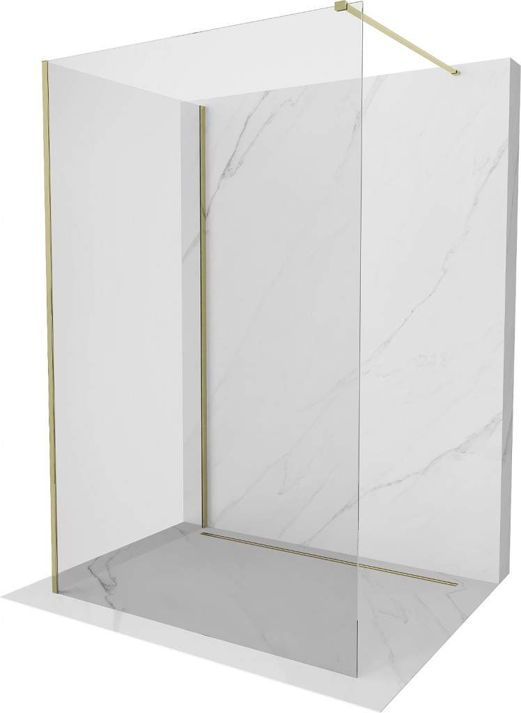 MEXEN/S Kioto Sprchová zástěna WALK-IN 110 x 105 cm, transparent, zlatá 800-110-212-50-00-105