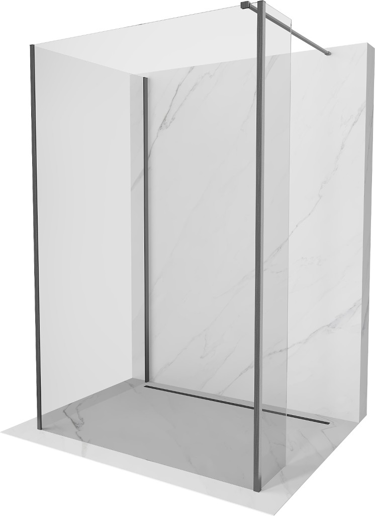 Levně MEXEN/S Kioto Sprchová zástěna WALK-IN 115 x 110 x 40, transparent, grafit kartáčovaná 800-115-110-221-66-00-040