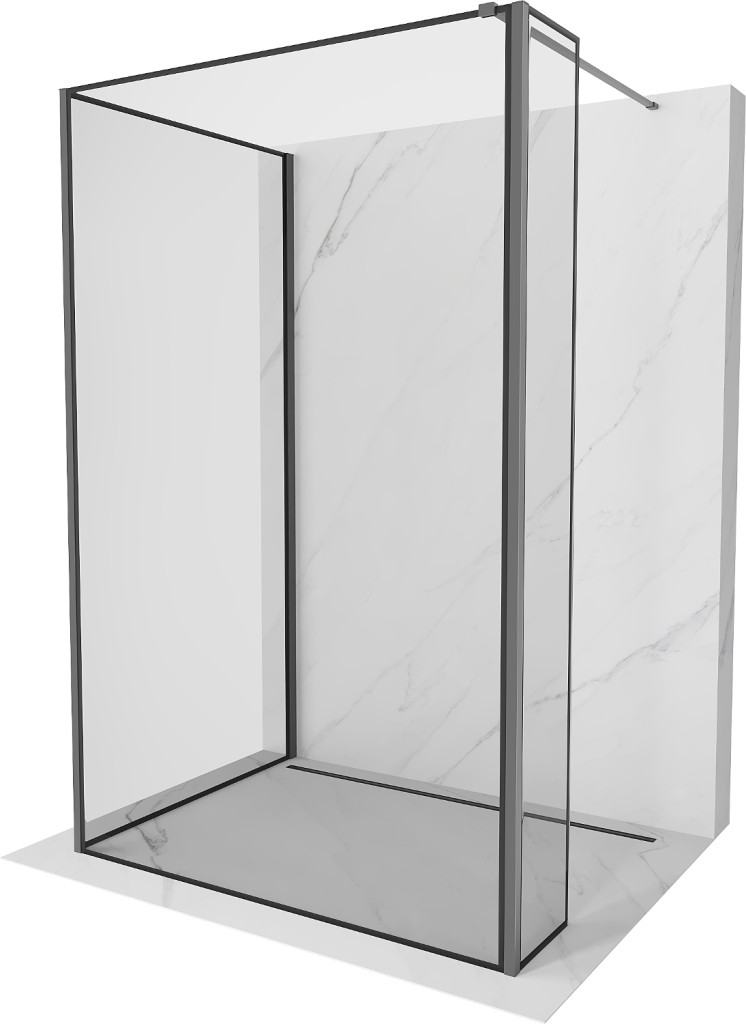 Levně MEXEN/S Kioto Sprchová zástěna WALK-IN 110 x 80 x 30, černý vzor, grafit metal 800-110-080-221-95-70-030