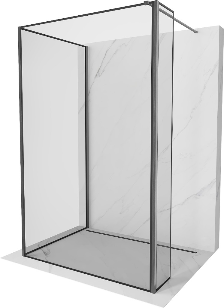 Levně MEXEN/S Kioto Sprchová zástěna WALK-IN 110 x 100 x 30, černý vzor, grafit kartáčovaná 800-110-100-221-66-70-030