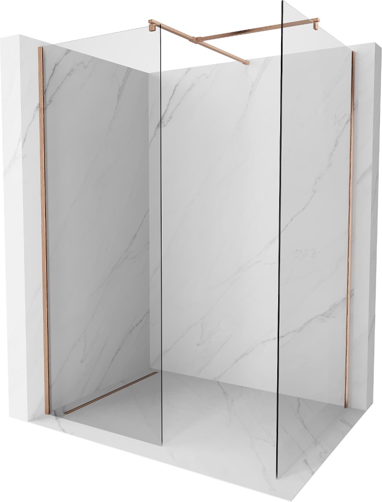 Levně MEXEN/S Kioto Sprchová zástěna WALK-IN 110 x 75, transparent, měď kartáčovaná 800-110-202-65-00-075