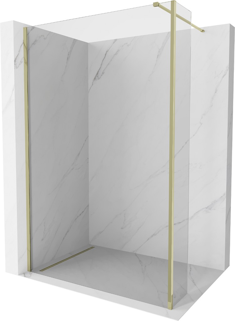 MEXEN/S Kioto Sprchová zástěna WALK-IN 105 x 30 cm, transparent, zlatá 800-105-212-50-00-030