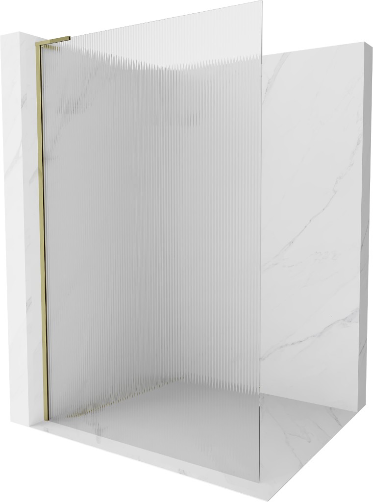 Levně MEXEN/S Kioto L Sprchová zástěna WALK-IN 100 x 200, proužky, zlatá 800-100-103-50-09