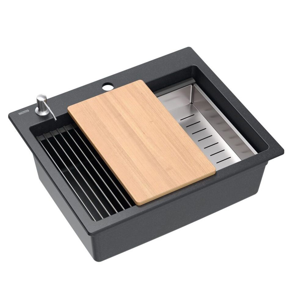 Levně Quadron Granitový dřez KURT 110 WORKSTATION Black Dotted ZLE-09010