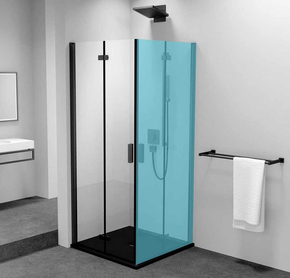 POLYSAN ZOOM BLACK sprchové dveře skládací 700, čiré sklo, levé ZL4715BL
