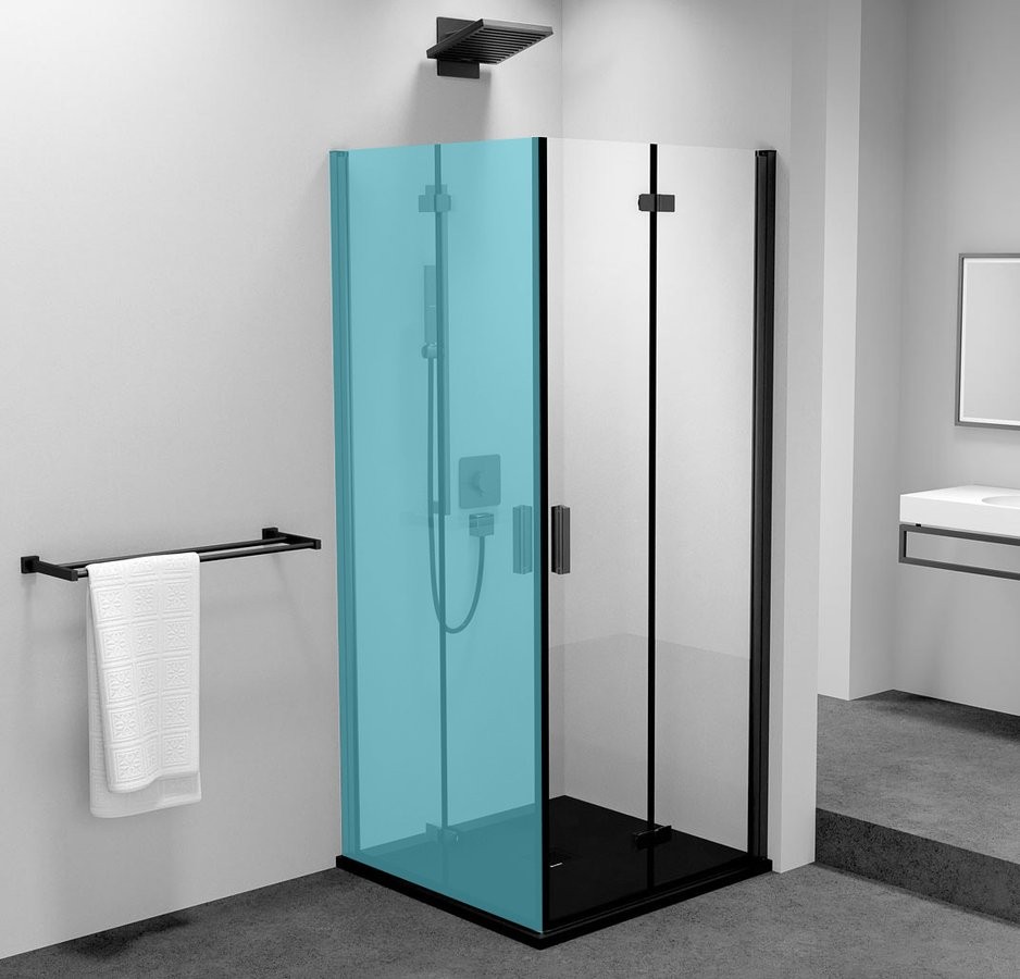 POLYSAN ZOOM BLACK sprchové dveře skládací 700, čiré sklo, pravé ZL4715BR