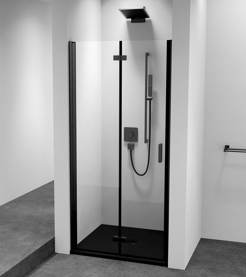 POLYSAN ZOOM BLACK sprchové dveře do niky 700, čiré sklo, levé ZL4715BL-01