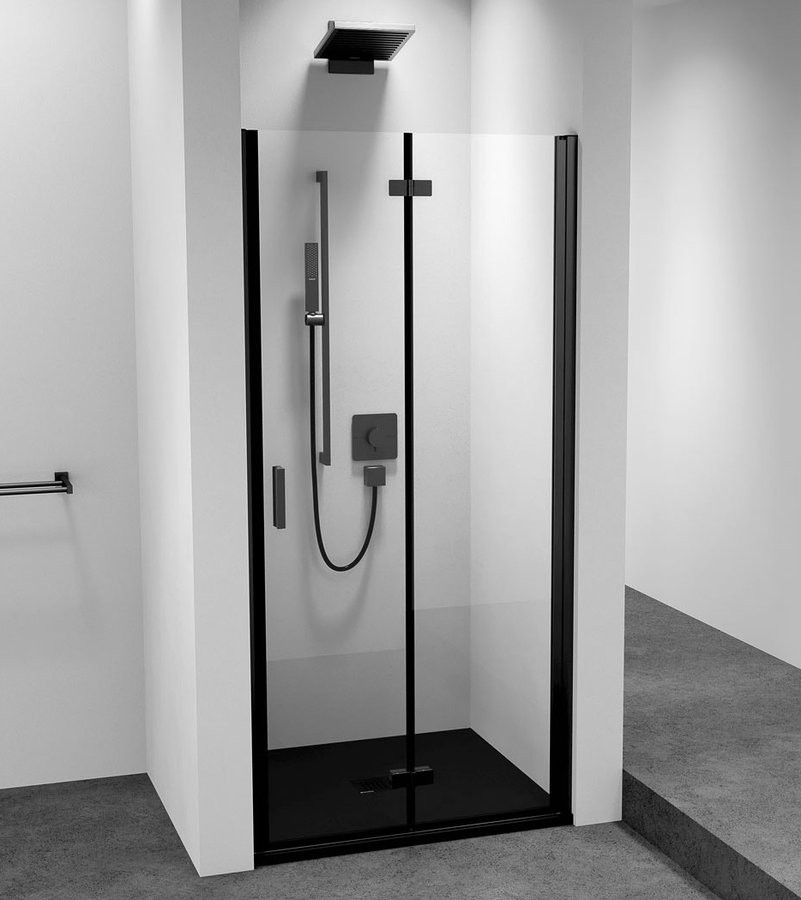 POLYSAN ZOOM BLACK sprchové dveře do niky 700, čiré sklo, pravé ZL4715BR-01