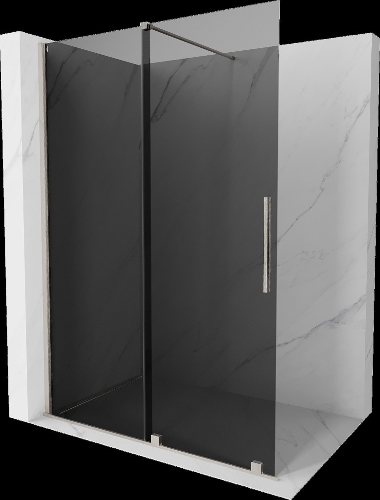 MEXEN/S Velar Sprchová zástěna posuvná Walk-in 140 x 200, grafit 8 mm, nikl kartáčovaná 871-140-000-43-97