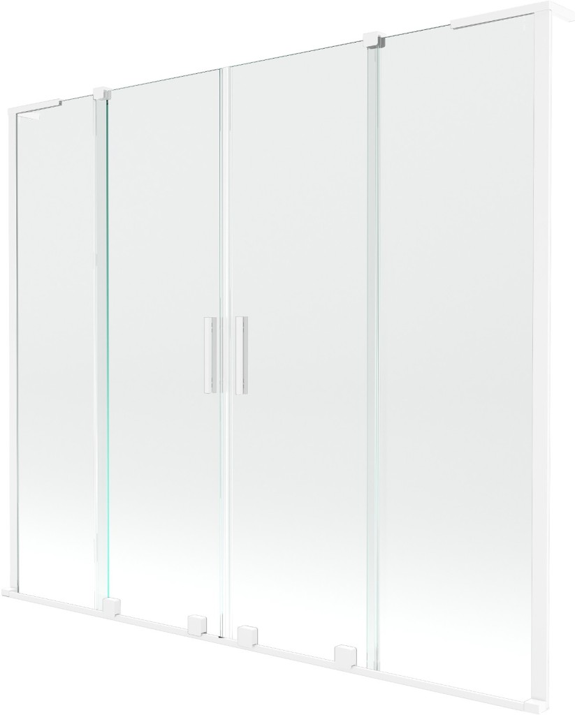Levně MEXEN/S Velar L Duo dvoukřídlá posuvná vanová zástěna 200 x 150, transparent, bílá 896-200-003-02-20