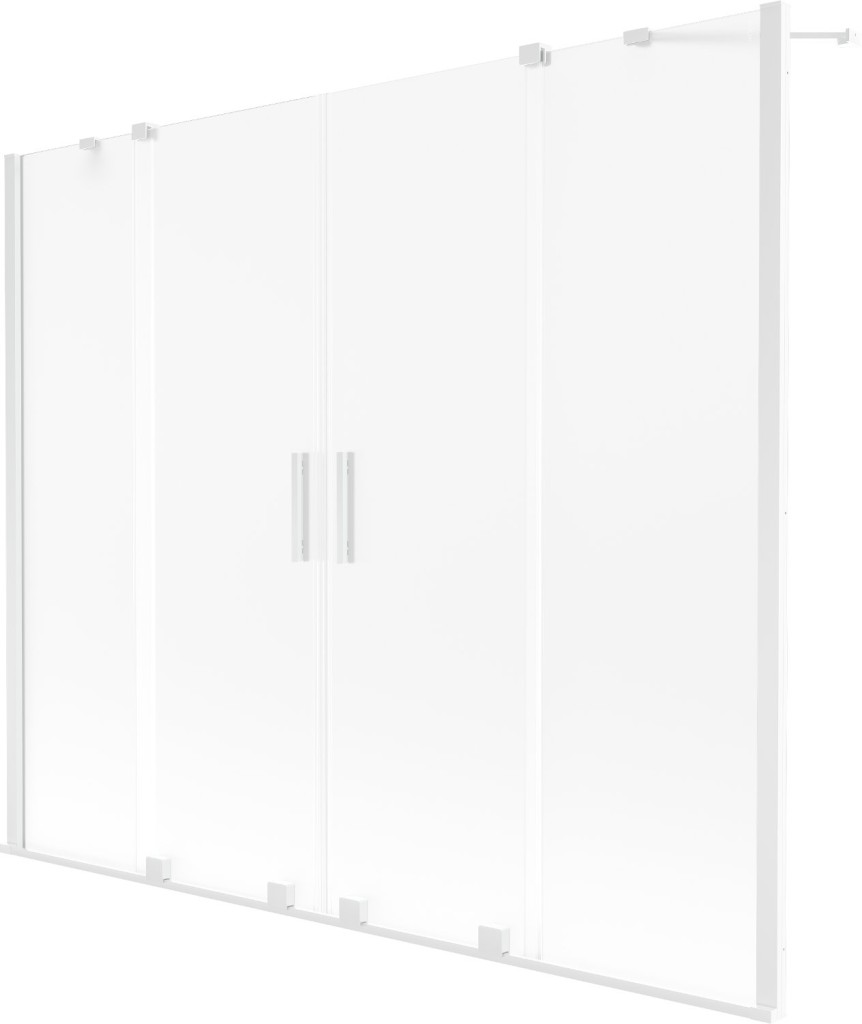 Levně MEXEN/S Velar Duo dvoukřídlá posuvná vanová zástěna 200 x 150 cm, dekor, bílá 896-200-000-32-20