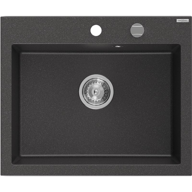 MEXEN Elix granitový dřez 1-miska 600 x 500 mm, černá kropenatá, sifon chrom 6525601005-76