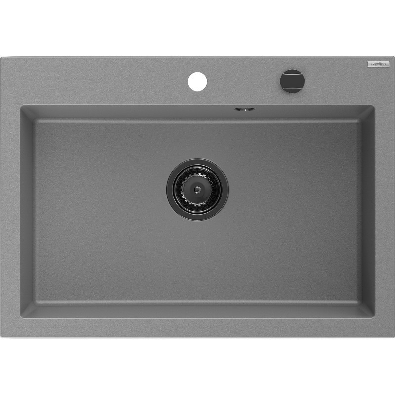 Levně MEXEN/S Elix granitový dřez 1-miska 700 x 500 mm, šedý, sifon černá 6526701005-71-B
