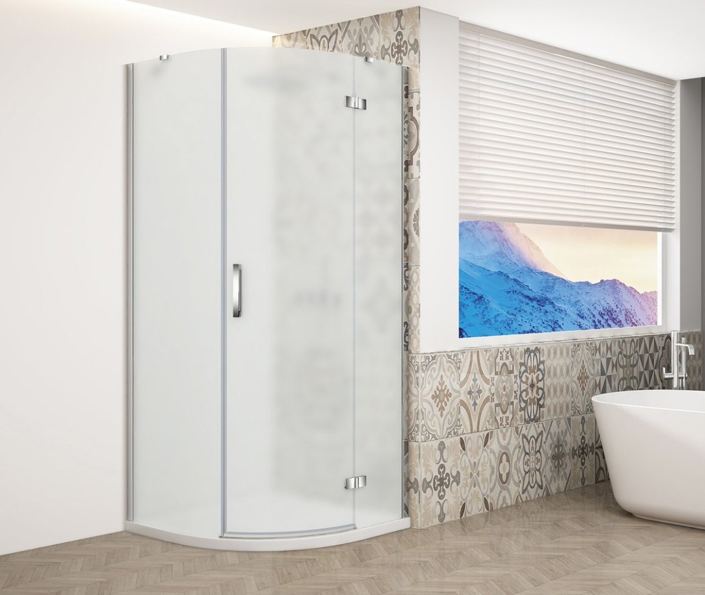 GELCO TRINITY CHROM čtvrtkruhový kout 900x900 pravý, matné sklo, GT6590MR-CH GT6590MR-CH