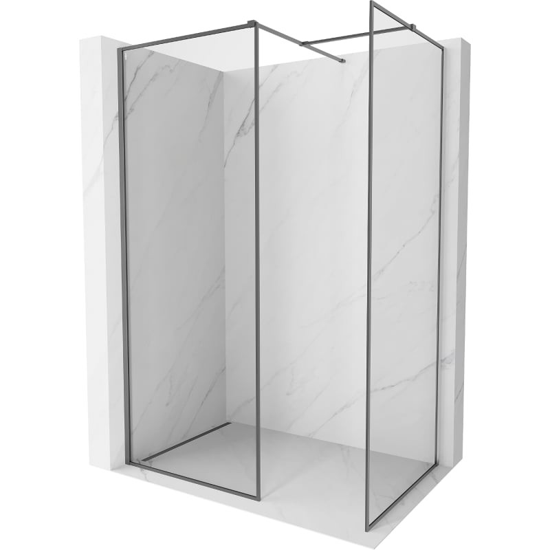 Levně MEXEN/S Kioto-F Sprchová zástěna WALK-IN s rámem 100 x 90, transparent 8 mm, grafit metal 800-100-202-04-95-090
