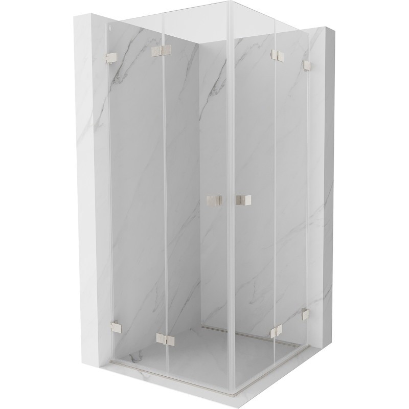 Levně MEXEN/S Lunar-F Duo sprchový kout skládací dveře 75 x 75, transparent, nikl kartáčovaný 836-075L-075P-97-00