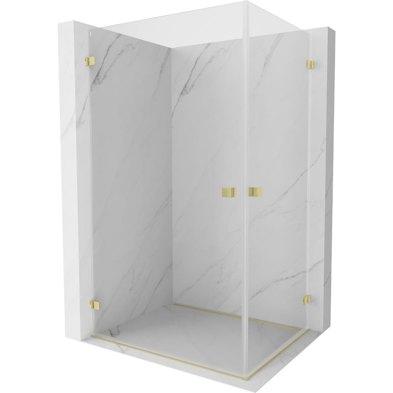 Levně MEXEN/S Lunar-B Duo sprchový kout dveře křídlové 90 x 70, transparent, zlato kartáčovaná 832-090L-070P-55-00