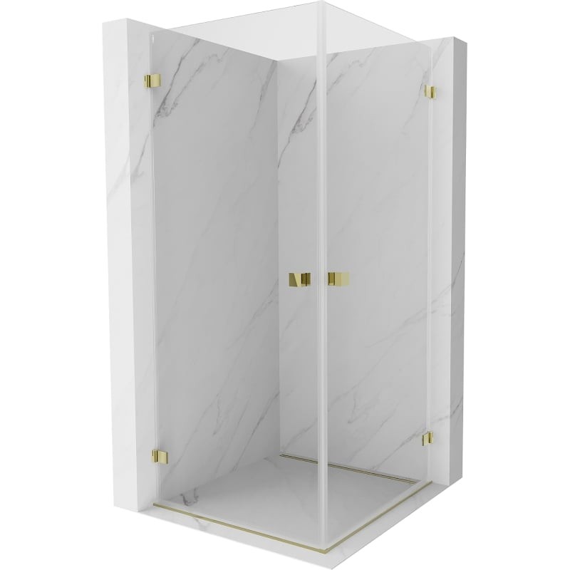 Levně MEXEN/S Lunar-B Duo sprchový kout dveře křídlové 95 x 95, transparent, zlato 832-095L-095P-50-00