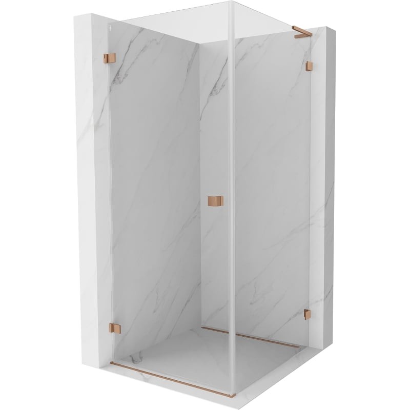 Levně MEXEN/S Lunar-B L sprchový kout dveře křídlové levá 90 x 90, transparent, měď kartáčovaná 832L-090-090-65-00-L