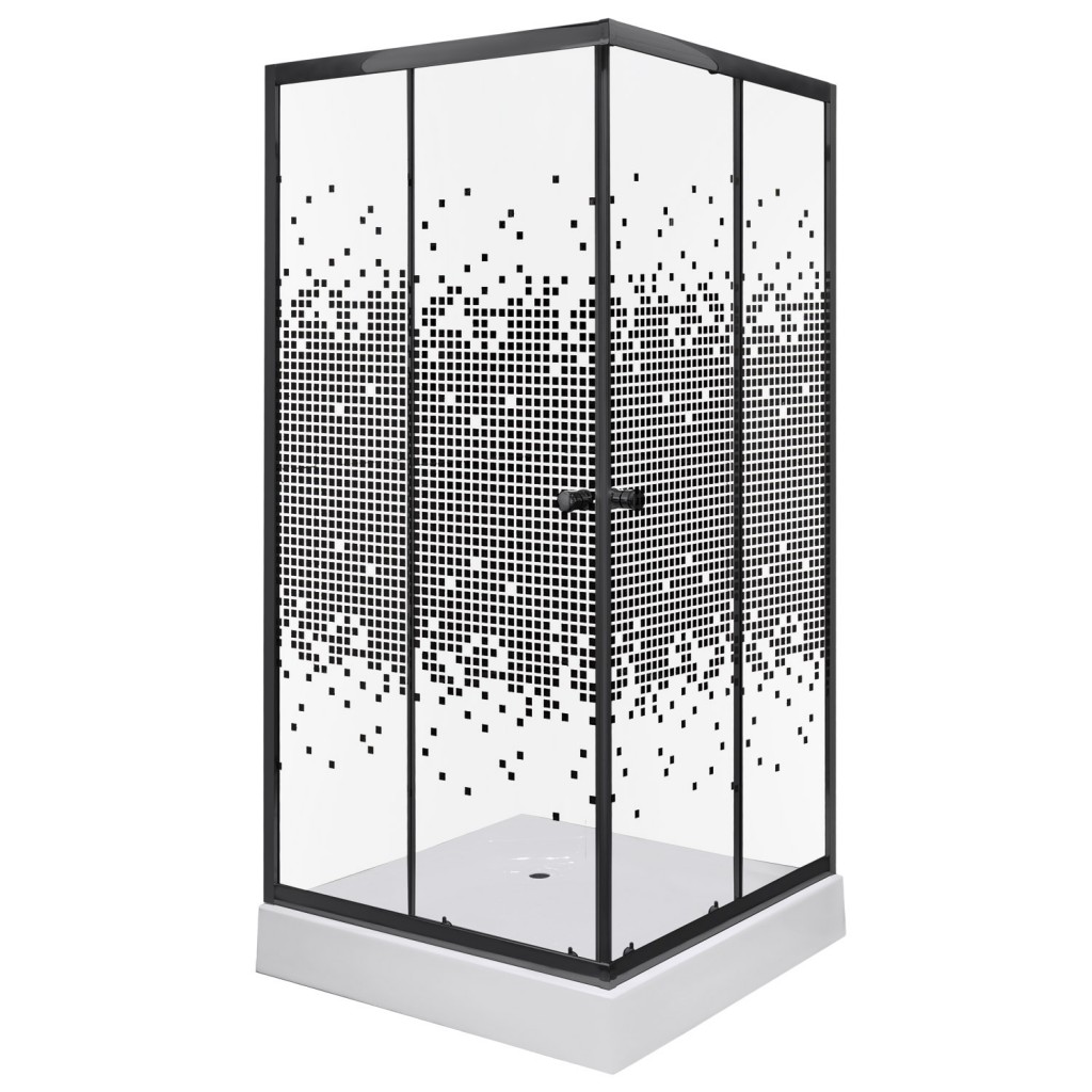 KERRA Sprchový kout Černý Pixel SQ 90 (s vaničkou) 5907548118356