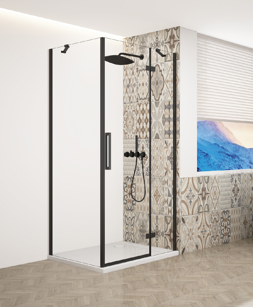 Levně GELCO TRINITY BLACK obdélníkový kout 900x1200 pravý, čiré sklo, GT5612-90CR-B GT5612-90CR-B