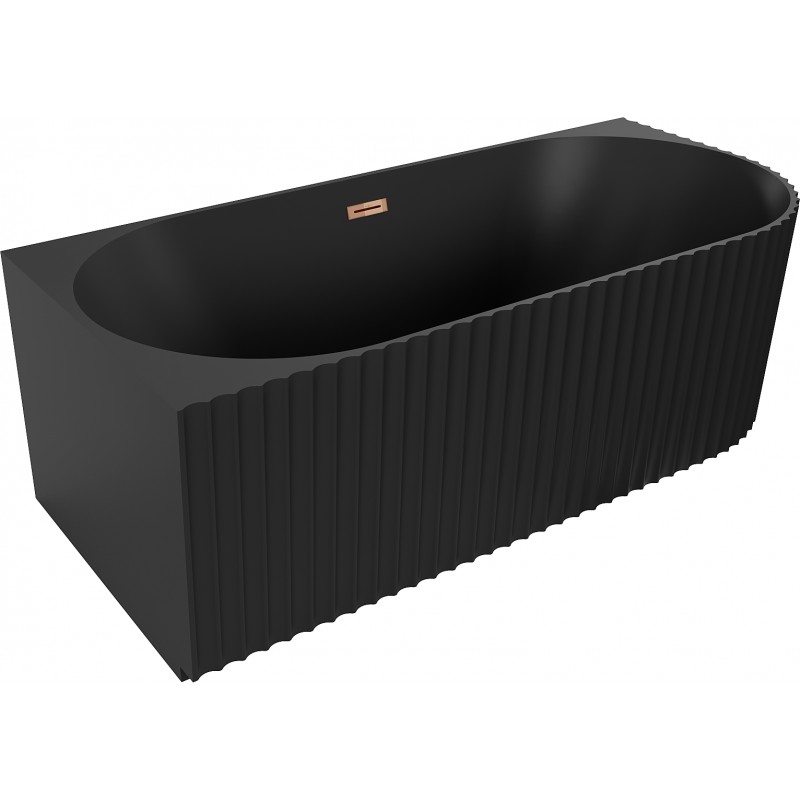 Levně MEXEN/S Gia volně stojící rohová vana reliéf levá 170 x 80, černá mat, sifon a přepad růžové zlato 52701708071L-60