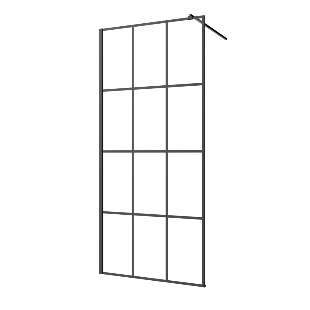 INVENA Walk-in II 90x200cm, geometrická 8mm shiny-glass, černá AK-32-197-S