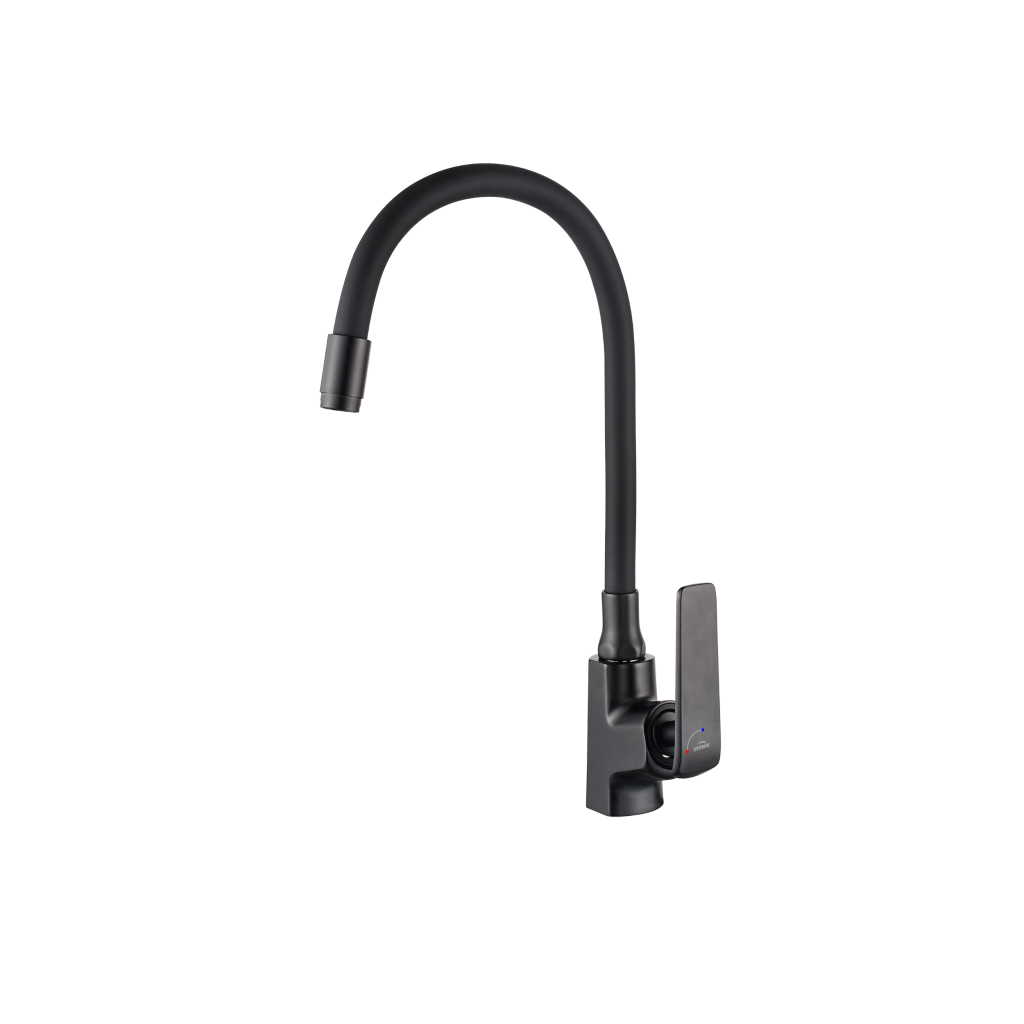 INVENA Dřezová baterie Ligaria s elastickým výtokem, černá BZ-39-004-L