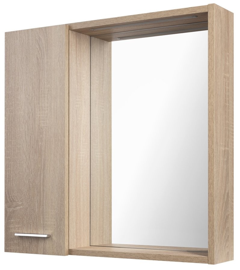 AQUALINE ZOJA/KERAMIA FRESH STRIP galerka s LED osvětlením, 60x60x14cm, levá, dub platin 45027S