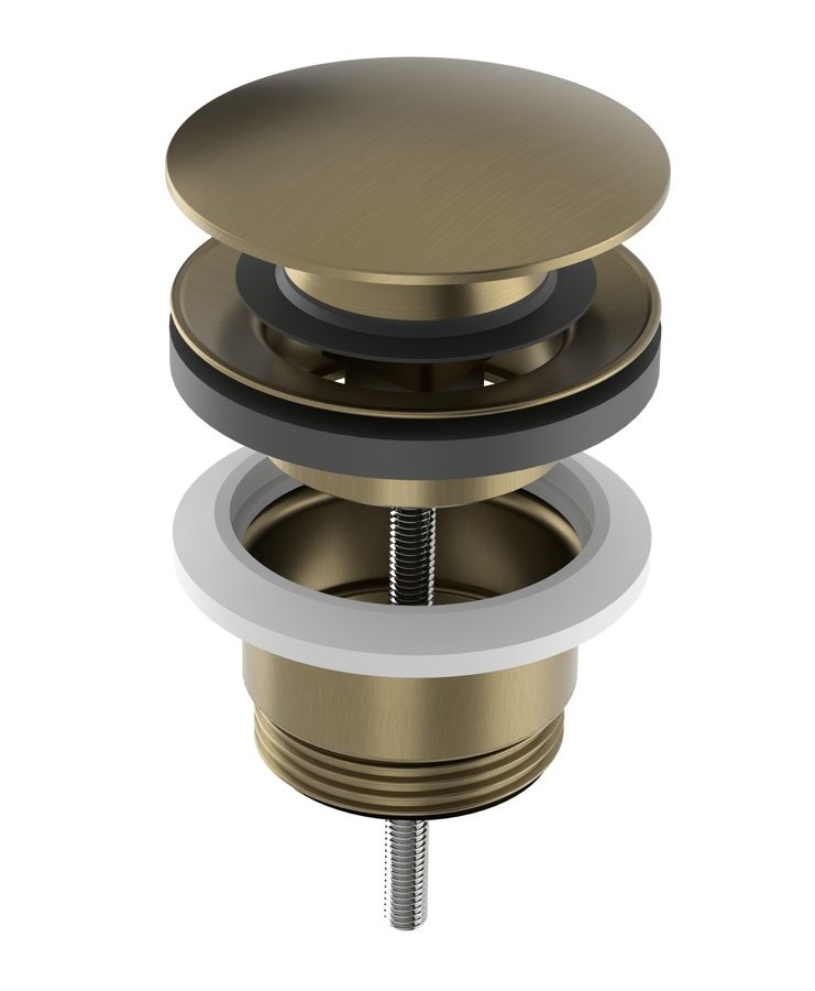 SAPHO Umyvadlová výpust 5/4“, click-clack, velká zátka, 10-65, zlato mat CV1002G