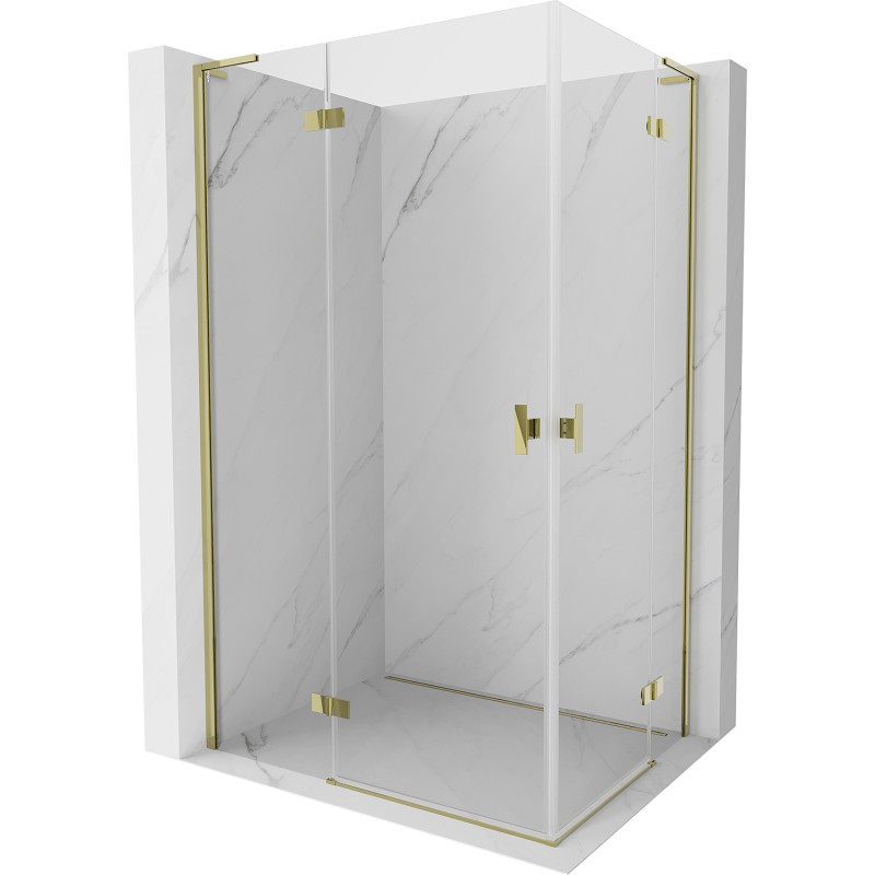MEXEN/S Mist-H L Duo sprchový kout dveře křídlové 95 x 75, transparent, zlato 8A5L-095L-075P-50-00