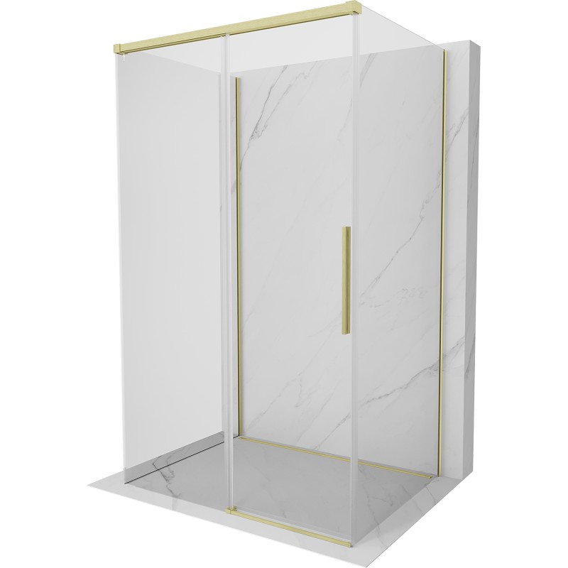 MEXEN/S Rox-3S sprchový kout 3 stěnný , posuvný 130 x 100, transparent, zlato kartáčovaná 8C2-130-100-55-00-3S