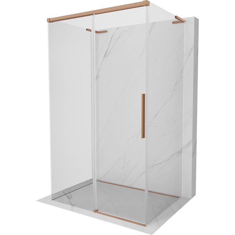 MEXEN/S Rox-3S L sprchový kout 3 stěnný , posuvný 155 x 110, transparent, měď kartáčovaná 8C2L-155-110-65-00-3S