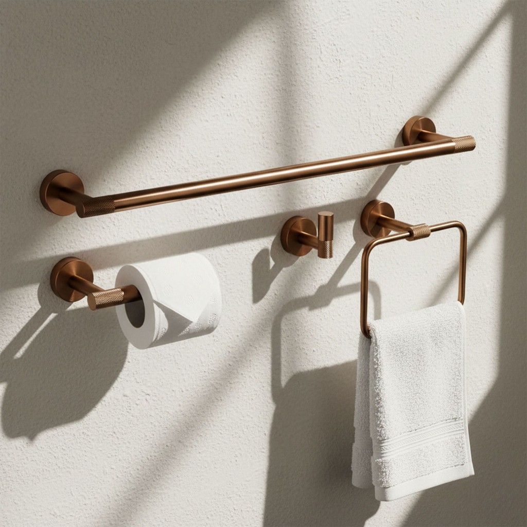 REA Sada koupelnových doplňků GRID Brush Copper 4 díly REA-05011