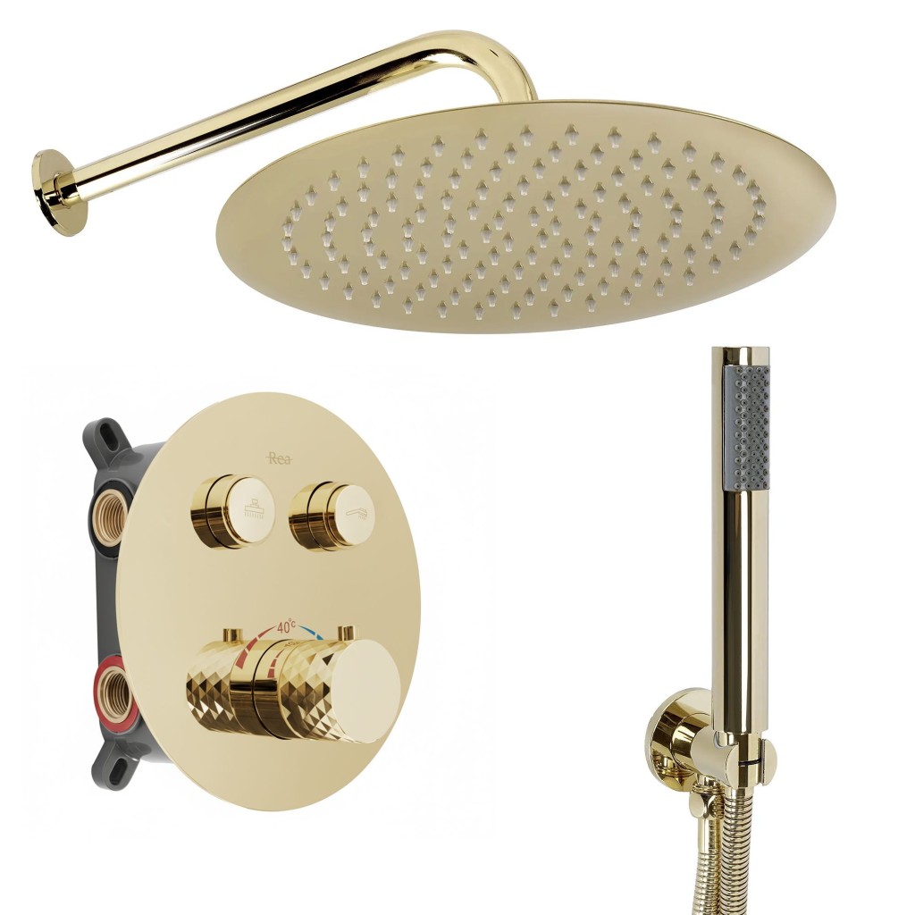 REA Podomítková sprchová sada Lungo Diamond Gold+ BOX REA-P6965