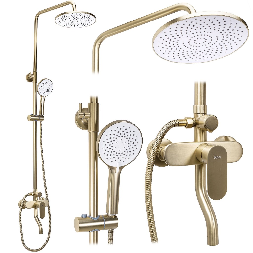 REA Sprchový set DROP Brush Gold REA-P7063