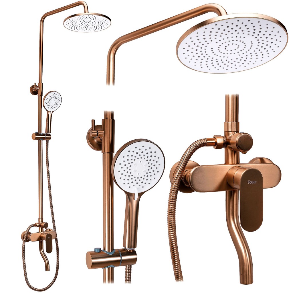 REA Sprchový set DROP Brush Copper REA-P7064