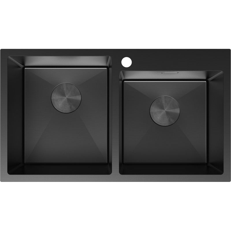 MEXEN Xorin ocelový dřez 2-bowl 780 x 450 mm, černá 6441782000-70