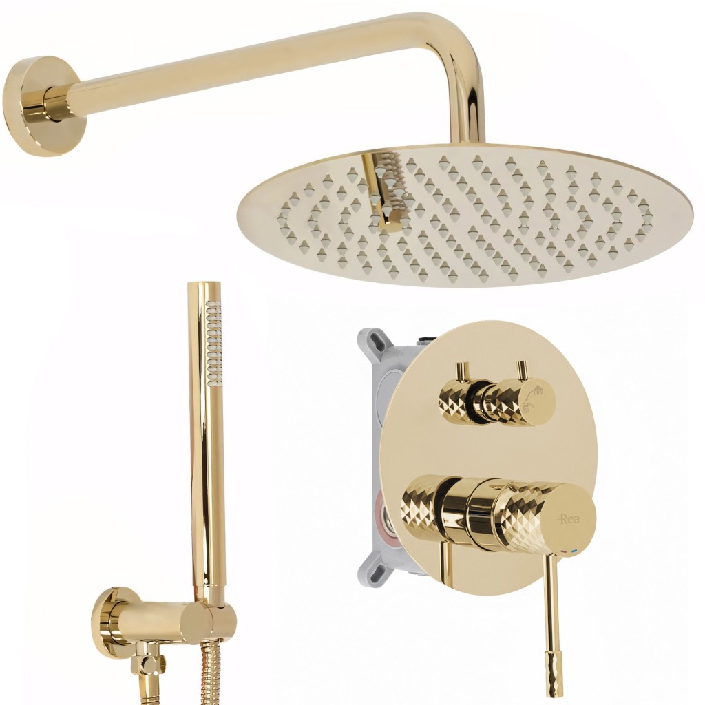 REA Podomítková sprchová sada Lungo Diamond Gold+ BOX REA-P6964