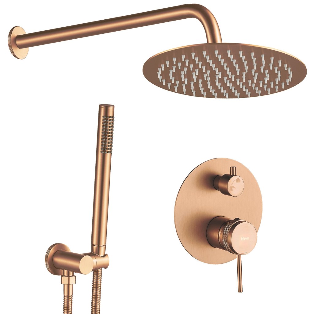REA Podomítková sprchová sada Lungo Grip Brush Copper  + BOX REA-P5651