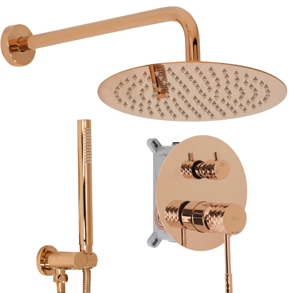 REA Podomítková sprchová sada Lungo Diamond Copper + BOX REA-P5657