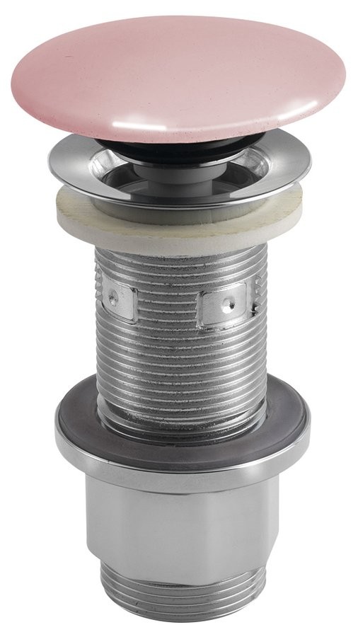 SAPHO Umyvadlová výpust 5/4“, click-clack, betonová zátka, 10-80, růžová pololesk AS921