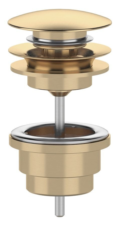 SAPHO Umyvadlová výpust 5/4“, click-clack, velká zátka, 10-65, zlato mat CV100219