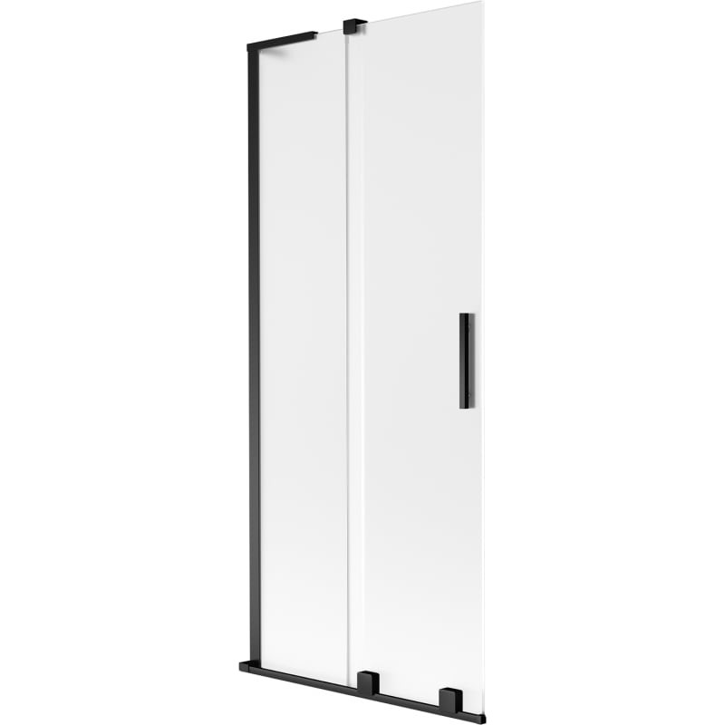 Levně MEXEN/S Velar L dvoukřídlá posuvná vanová zástěna 85 x 150, dekor, černá 896-085-003-31-70