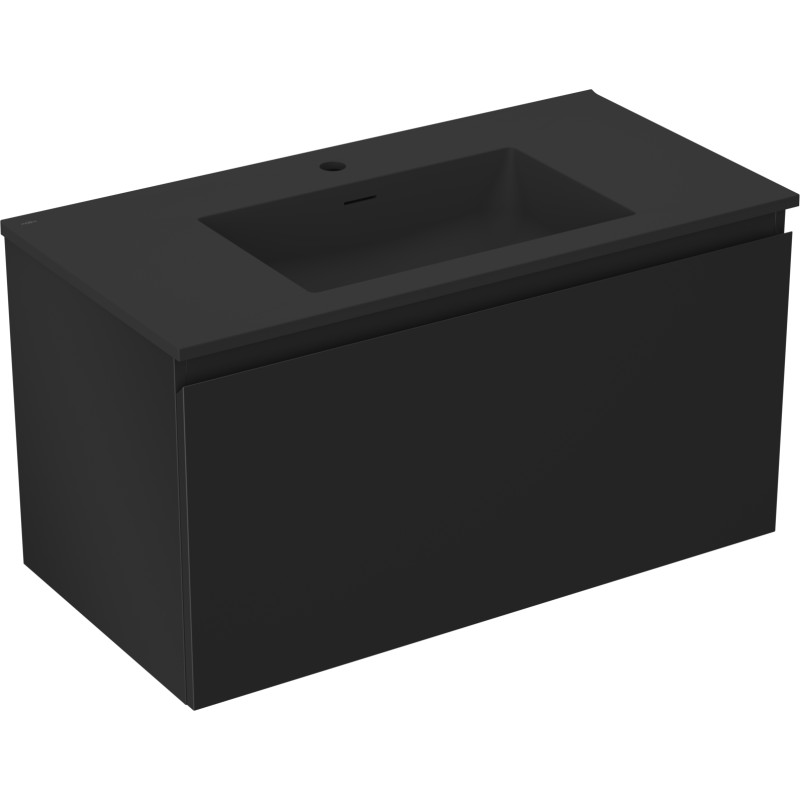 MEXEN/S Orio koupelnová skříňka 90 cm s umyvadlem Otis, 1 šuplík, černá mat 91A10-09047-1-BF71-W18M71