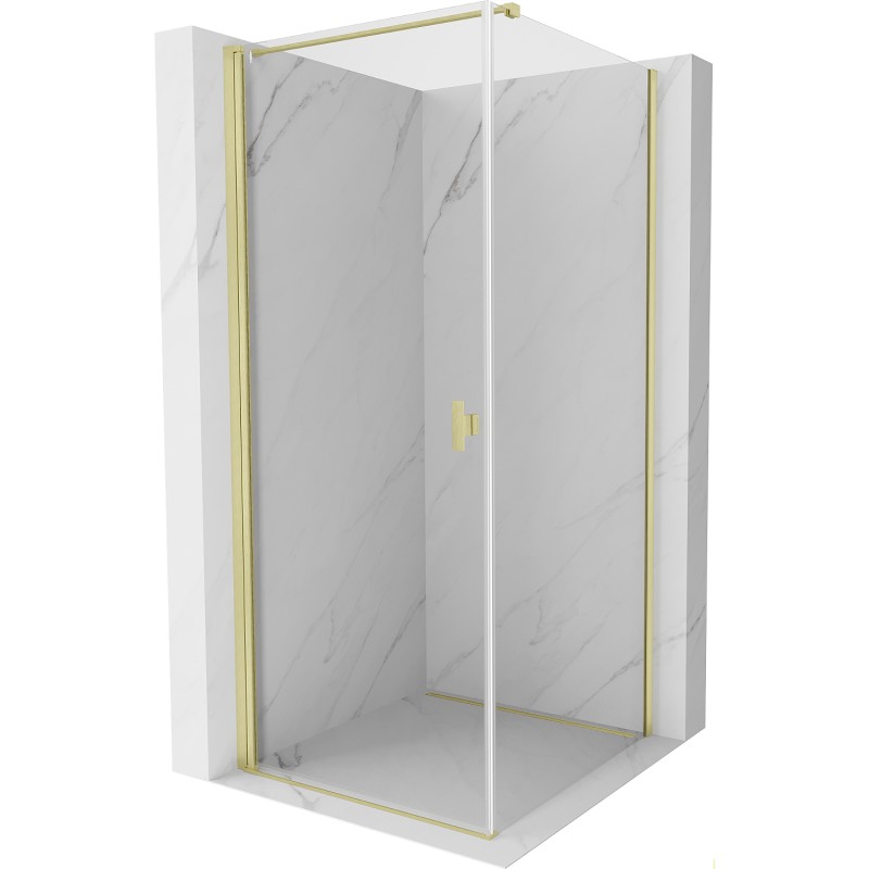 MEXEN/S Mist-B sprchový kout dveře křídlové 70 x 70, transparent, zlato kartáčovaná 8A2T-070-070-55-00