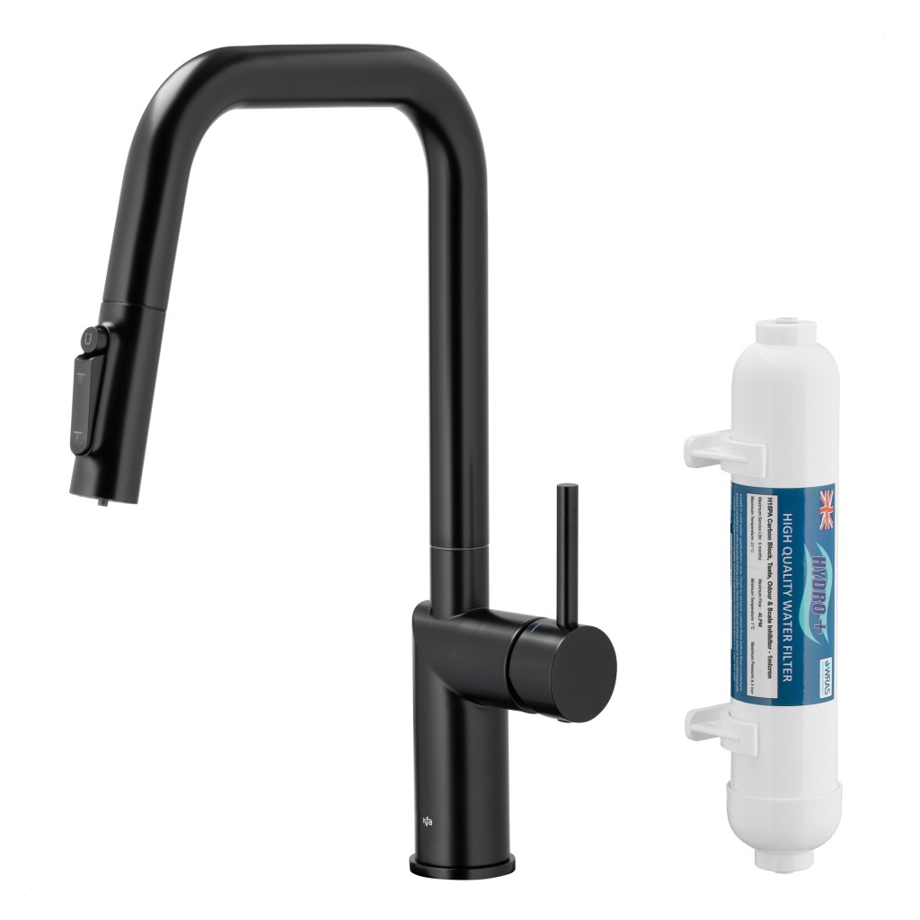 KFA Duero pure style pull-out bat. kuchyňská filtrující, černá + filtr hydro+ 6623-312-81