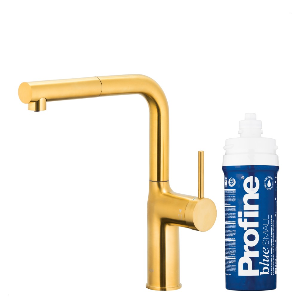 KFA Duero pure move pull-out bat. kuchyňská filtrující, broušené zlato + filtr profine blue s 6623-423-31
